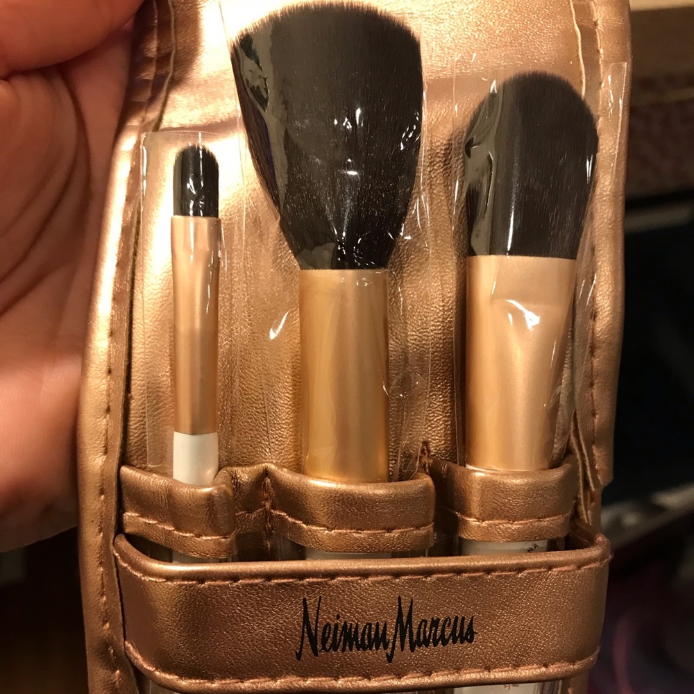 Neiman Marcus Gold Travel Brushes w/ Case